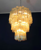 Yellow Murano Glass Tube Chandelier