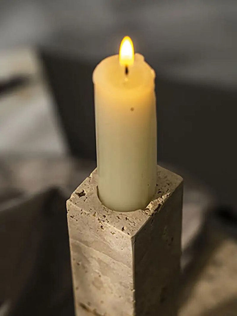 Yellow Travertine Candle Holder